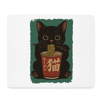 Schwarze Katze Cup Noodles Ramen Retro - Mousepad (Querformat) - Weiß - Vorne