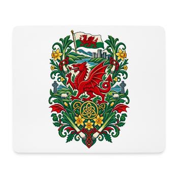 Wales | Drache, Lauch & Narzissen - Mousepad (Querformat) - Weiß - Vorne