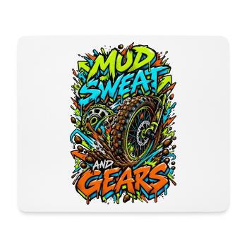 Mud Sweat and Gears Motocross Illustration - Mousepad (Querformat) - Weiß - Vorne