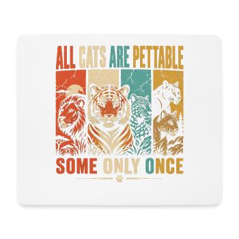 Alle Katzen sind streichelbar, manche nur einmal lustige Katze - Mousepad (Querformat) - Weiß - Vorne