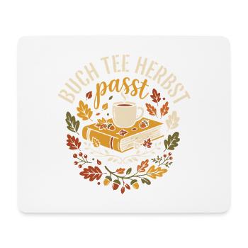 Buch, Tee, Herbst | Herbstzeit | Indian Summer - Mousepad (Querformat) - Weiß - Vorne