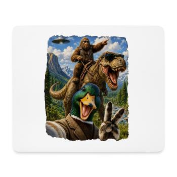 Mallard Duck Selfie Bigfoot T Rex UFO Funny Gifts - Mousepad (Querformat) - Weiß - Vorne