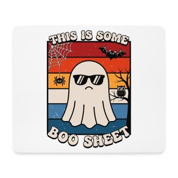 Lustiger Geist mit cooler Sonnenbrille Halloween  - Mousepad (Querformat) - Weiß - Vorne