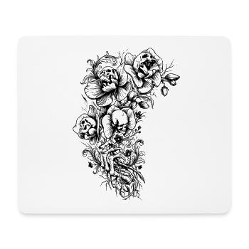 Vintage-Blumenskelett – Gothic Skulls und Dark B - Mousepad (Querformat) - Weiß - Vorne