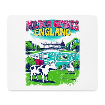 Retro Milton Keynes England Skyline Landmark Art - Mousepad (Querformat) - Weiß - Vorne