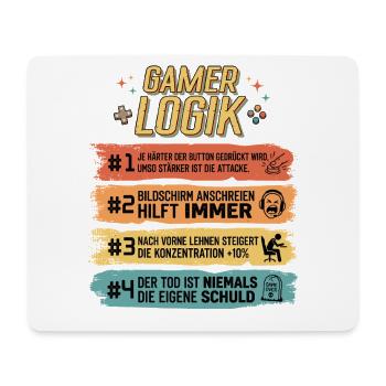 Gamer Logik Lustige Zocker Sprüche Retro - Mousepad (Querformat) - Weiß - Vorne