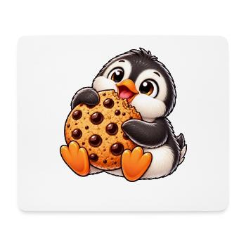 Süßer Pinguin Cartoon mit Keks Nachtisch - Mousepad (Querformat) - Weiß - Vorne