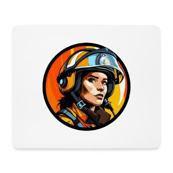 Feuerwehrfrau - Mousepad (Querformat) - Weiß - Vorne