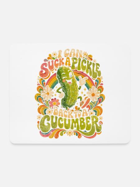 Bunte Gurke mit Regenbogen-Spaß - Mousepad (Querformat) - Weiß