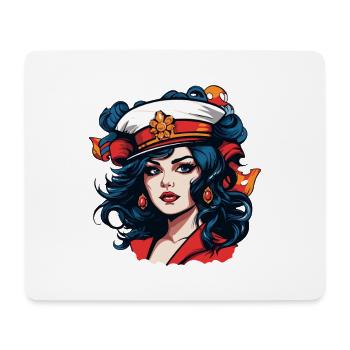 Retro-Sailor Pinup Porträt - Mousepad (Querformat) - Weiß - Vorne