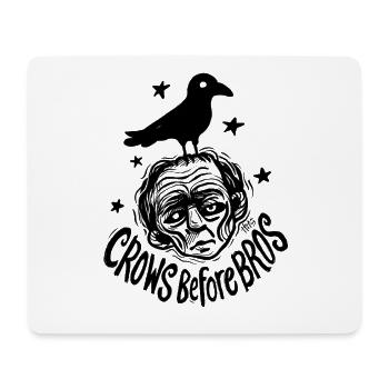 Krähe auf dem Kopf eines Mannes – Krähen vor Brüdern - Mousepad (Querformat) - Weiß - Vorne