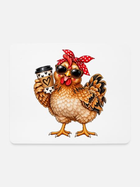 Coffee Chick mit Bandana und Sonnenbrillen - Mousepad (Querformat) - Weiß