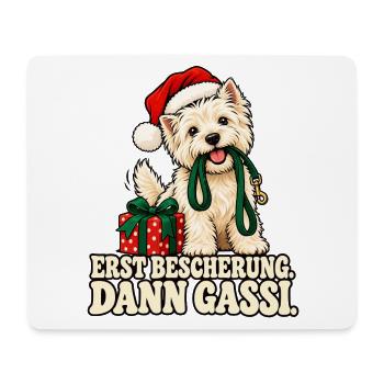 Weihnachtshund Erst Gassi - Mousepad (Querformat) - Weiß - Vorne