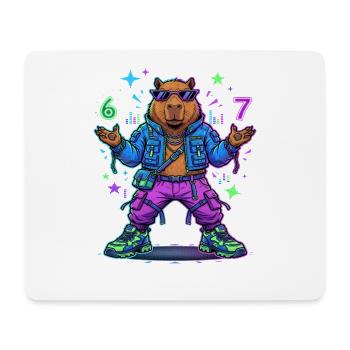 Cyberpunk Capybara Streetwear Zukunft Gamer - Mousepad (Querformat) - Weiß - Vorne