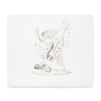 Capybara Spielt E-Bass Punk Rock Musik - Mousepad (Querformat) - Weiß - Vorne