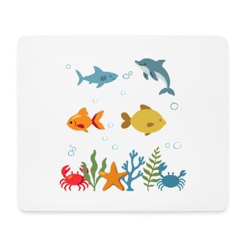 Hai Unterwasser Kinder Delfin Fisch Meeresleben - Mousepad (Querformat) - Weiß - Vorne