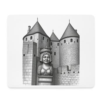 Festungs- und Büstenkönigin mittelalterliche Stadt - Mousepad (Querformat) - Weiß - Vorne