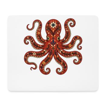 Folk Art Octopus - Mousepad (Querformat) - Weiß - Vorne