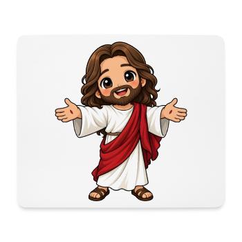 Jesus Kawaii Style – Süßes Glaubensmotiv - Mousepad (Querformat) - Weiß - Vorne