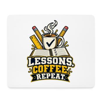 Lessons Coffee Repeat – Lehrer T-Shirt - Mousepad (Querformat) - Weiß - Vorne