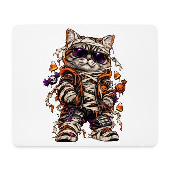 Halloween Mumienkatze mit Süßkram - Mousepad (Querformat) - Weiß - Vorne