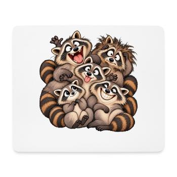 Fröhliche Waschbären-Familie - Mousepad (Querformat) - Weiß - Vorne