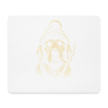 Vintage Smoking Golden Retriever Beanie Dog Meme  - Mousepad (Querformat) - Weiß - Vorne