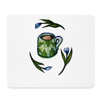 Blattbecher mit Blattmuster - Mousepad (Querformat) - Weiß - Vorne