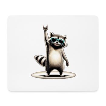 Raccoon Rocker mit Sonnenbrille - Mousepad (Querformat) - Weiß - Vorne