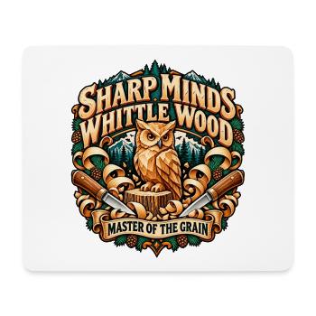 Sharp Minds Whittle Wood Master Of The Grain Owl - Mousepad (Querformat) - Weiß - Vorne