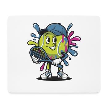  Fröhlicher Tennisspieler Mit Schläger Und Bunten - Mousepad (Querformat) - Weiß - Vorne