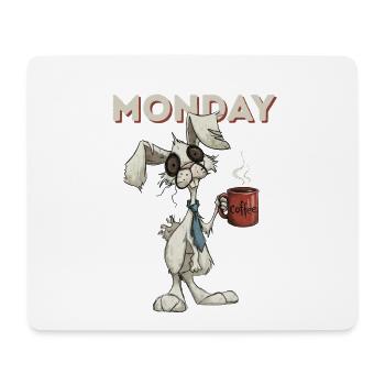 Montagshase mit Kaffee - Mousepad (Querformat) - Weiß - Vorne