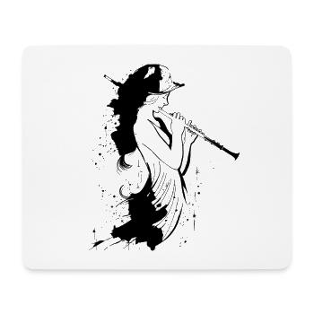 Zeichnung Flötistin - Mousepad (Querformat) - Weiß - Vorne