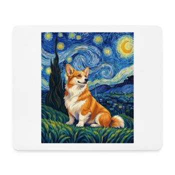 Corgi Sternennacht – lustiger walisischer Corgi-Hundeliebhaber - Mousepad (Querformat) - Weiß - Vorne