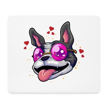 Boston Terrier Brille Humor - Mousepad (Querformat) - Weiß - Vorne