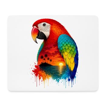 Tropical Sunset Palm Sea Beach Parrot Papagei - Mousepad (Querformat) - Weiß - Vorne