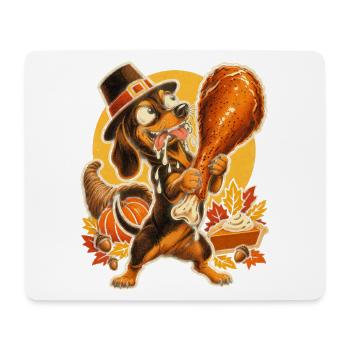 Thanksgiving Dackel mit Truthahn-Drumstick - Mousepad (Querformat) - Weiß - Vorne