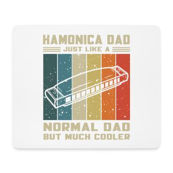 Mundharmonika Papa Wie Normaler Papa Aber Cooler - Mousepad (Querformat) - Weiß - Vorne