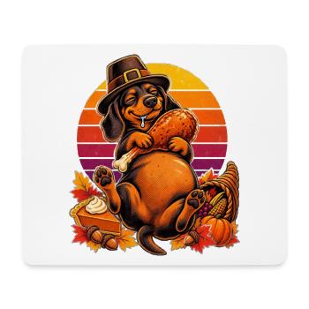 Thanksgiving Dackel satt im Truthahn-Traum - Mousepad (Querformat) - Weiß - Vorne