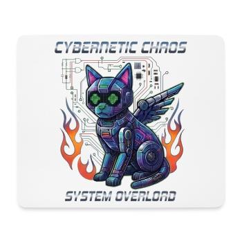 Katze Cybernetic Chaos, Cyberpunk - Mousepad (Querformat) - Weiß - Vorne