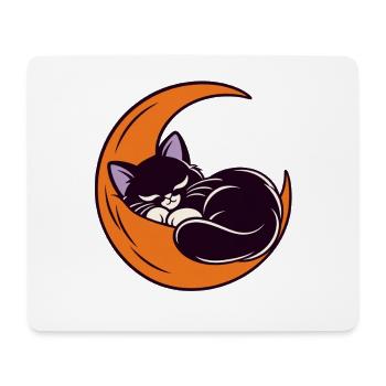 Mondschlaf Katze auf der Sichel - Mousepad (Querformat) - Weiß - Vorne
