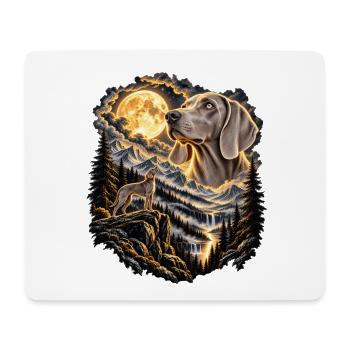 Hundefreunde Vollmond Hundemotiv - Mousepad (Querformat) - Weiß - Vorne