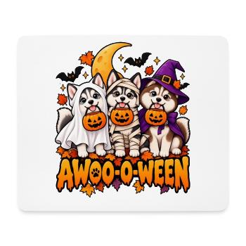 Halloween-Wau: Drei Welpen im Kürbis - Mousepad (Querformat) - Weiß - Vorne