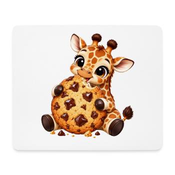 Süße Cartoon Giraffe mit Keks Naschen - Mousepad (Querformat) - Weiß - Vorne