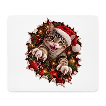 Psycho-Weihnachtskatze – Krallenchaos zu Weihnacht - Mousepad (Querformat) - Weiß - Vorne