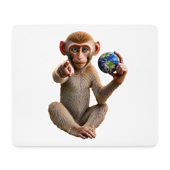 Affe-mit-Erdkugel - Mousepad (Querformat) - Weiß - Vorne