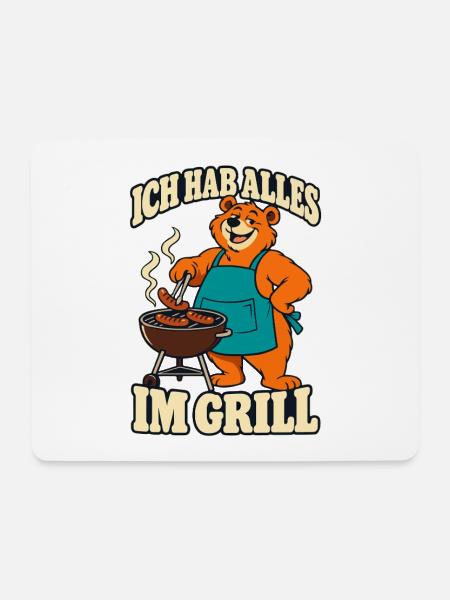 Ich hab alles im Grill – Grillbär Grillmeister - Mousepad (Querformat) - Weiß
