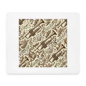 Trompete Noten und Musikornamente - Mousepad (Querformat) - Weiß - Vorne