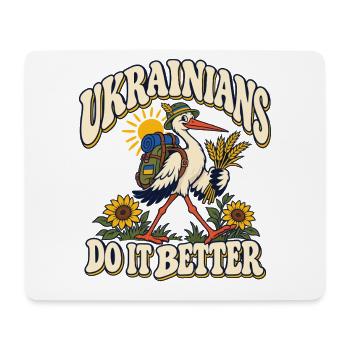 Ukrainischer Storch mit Heimatmotiv - Mousepad (Querformat) - Weiß - Vorne