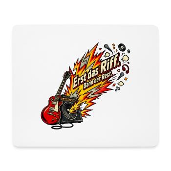 Rockfan Gitarrenriff Metal Fan Riff zuerst - Mousepad (Querformat) - Weiß - Vorne